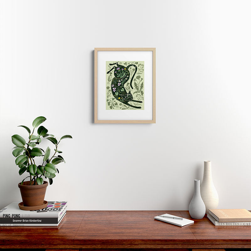 A Cat in the Wildflowers Framed Art Print