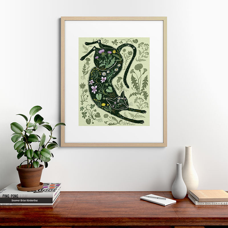 A Cat in the Wildflowers Framed Art Print