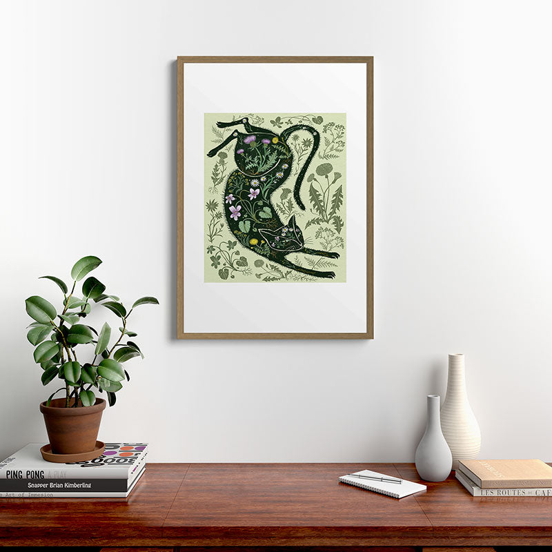 A Cat in the Wildflowers Framed Art Print