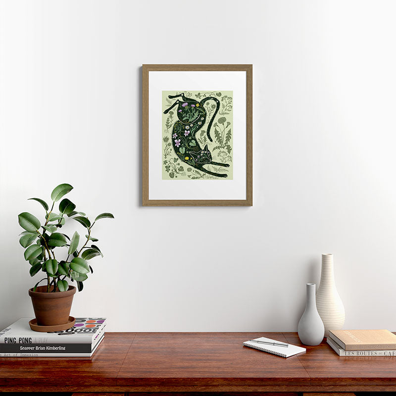 A Cat in the Wildflowers Framed Art Print