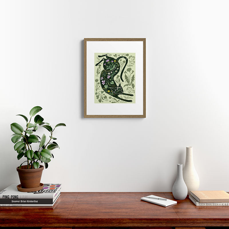 A Cat in the Wildflowers Framed Art Print