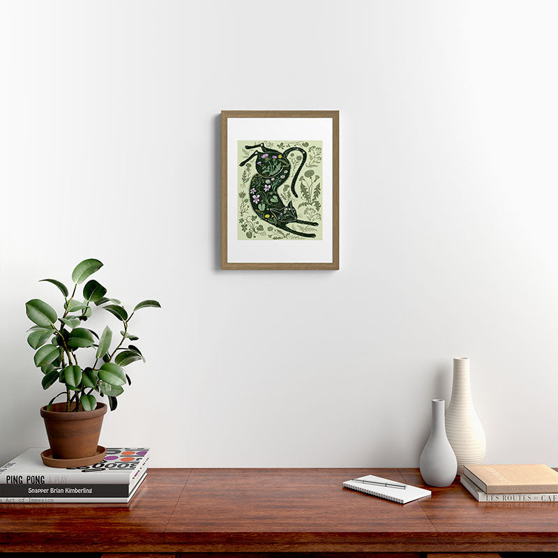 A Cat in the Wildflowers Framed Art Print