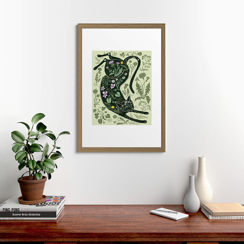 A Cat in the Wildflowers Framed Art Print