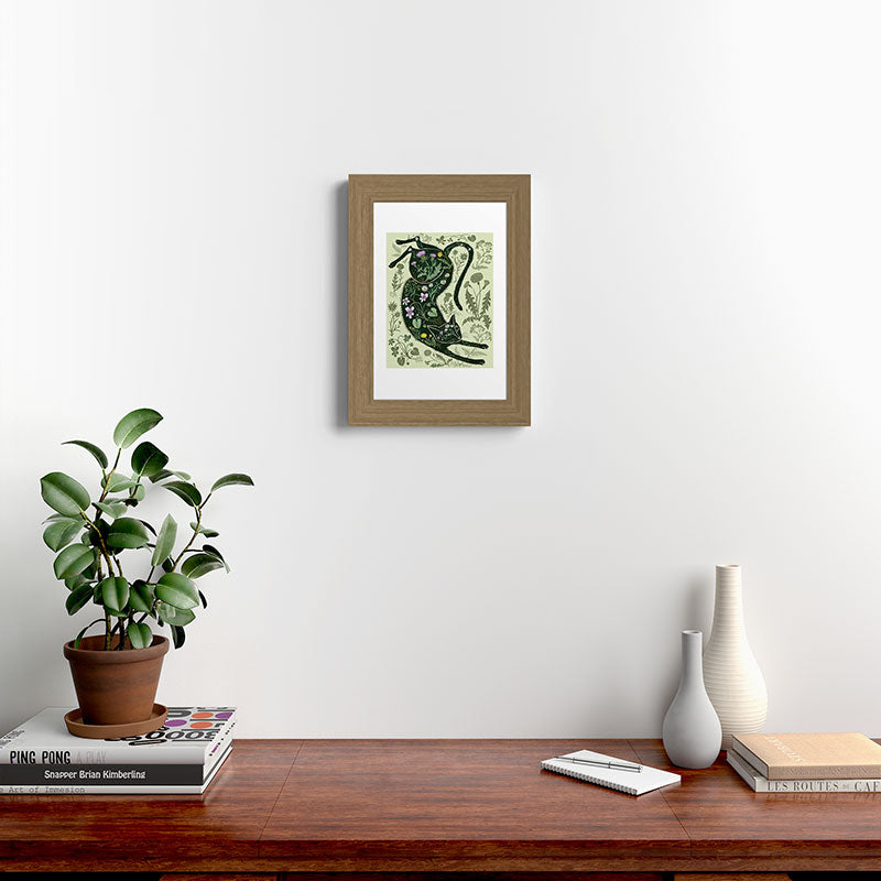 A Cat in the Wildflowers Framed Art Print