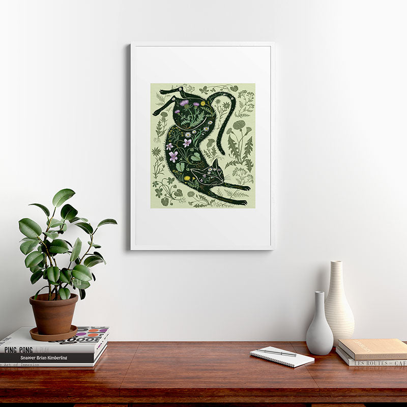 A Cat in the Wildflowers Framed Art Print