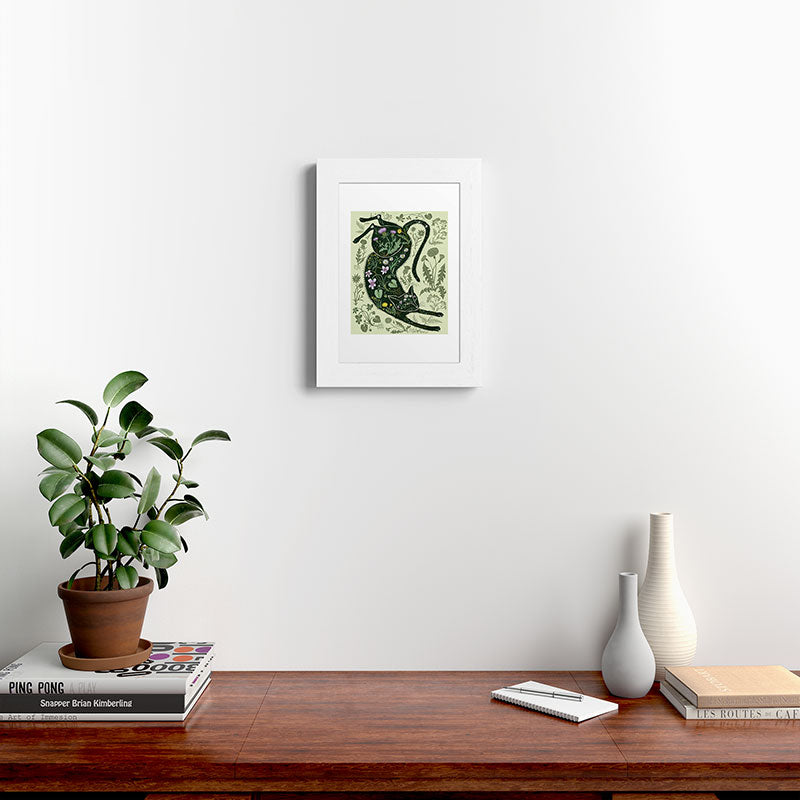 A Cat in the Wildflowers Framed Art Print