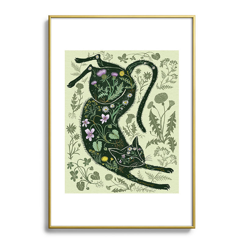A Cat in the Wildflowers Framed Art Print