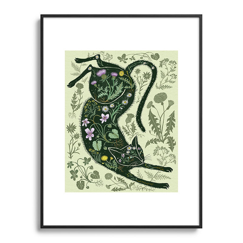 A Cat in the Wildflowers Framed Art Print