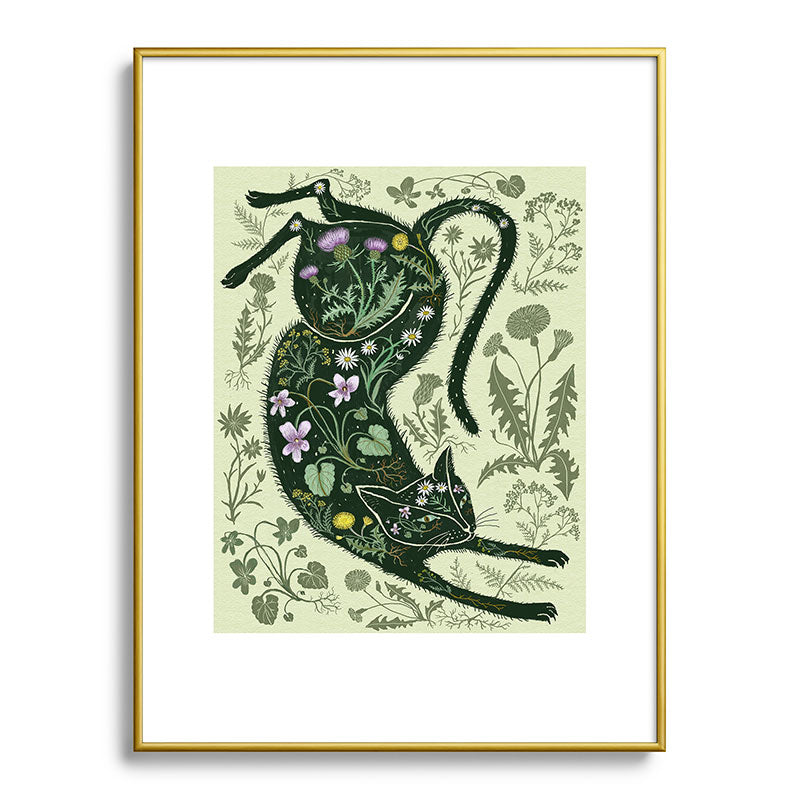 A Cat in the Wildflowers Framed Art Print
