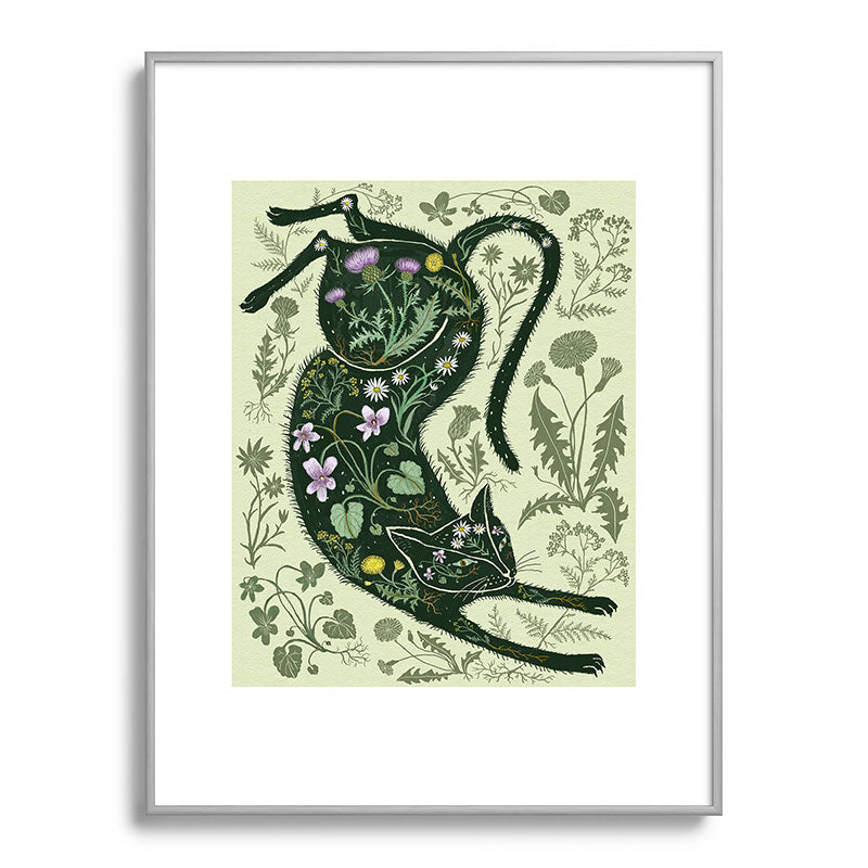 A Cat in the Wildflowers Framed Art Print