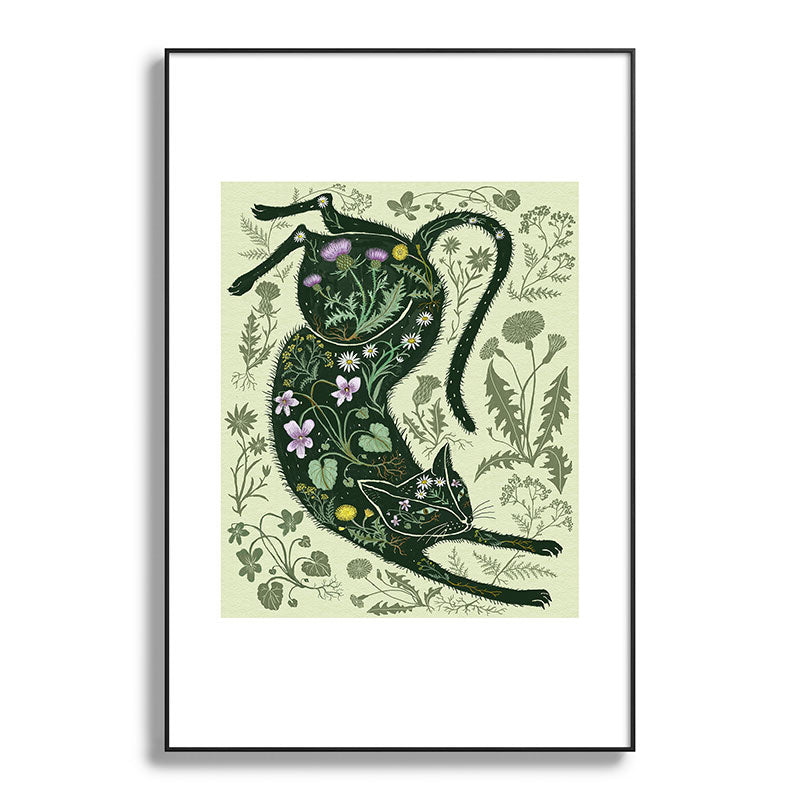 A Cat in the Wildflowers Framed Art Print