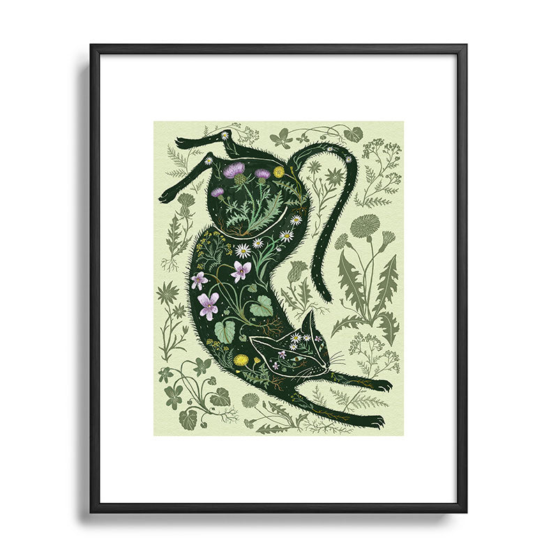 A Cat in the Wildflowers Framed Art Print