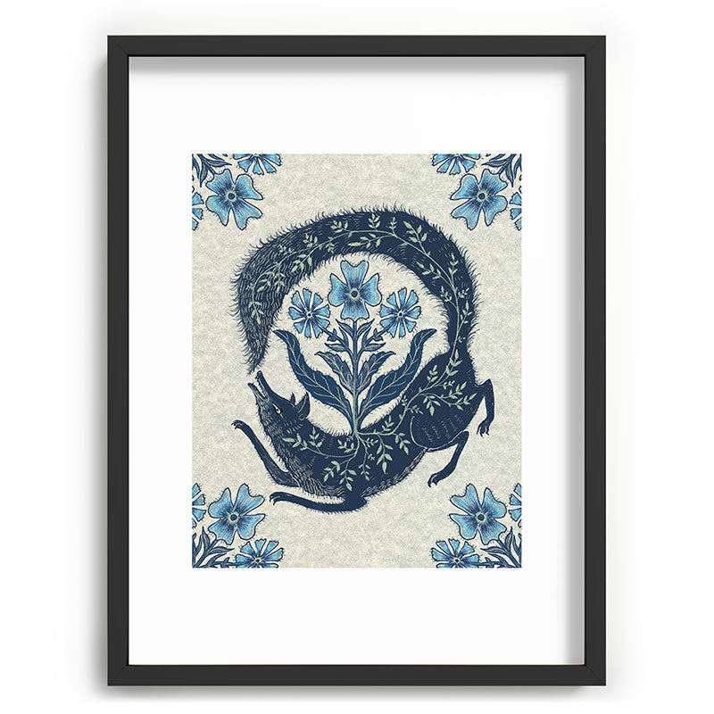 A Fox Chasing Its Tail Framed Art Print