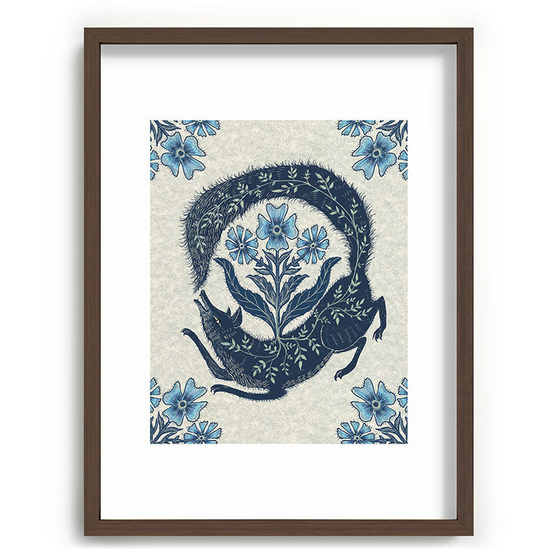A Fox Chasing Its Tail Framed Art Print