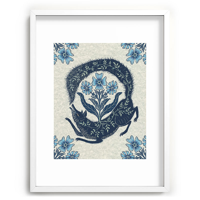 A Fox Chasing Its Tail Framed Art Print