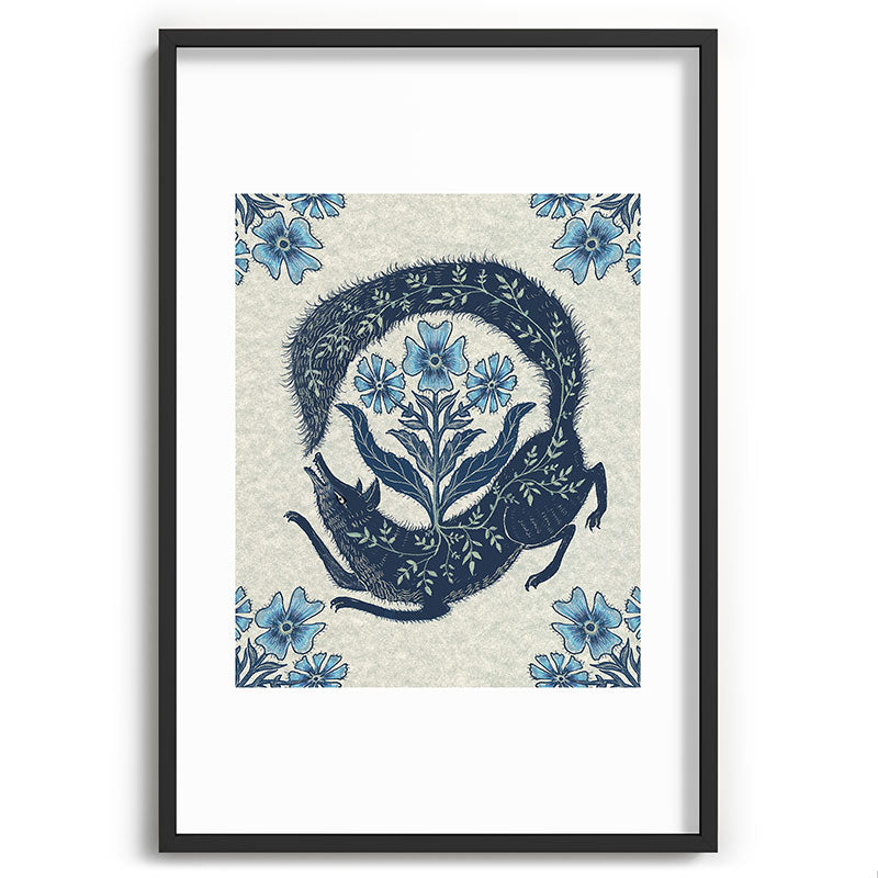 A Fox Chasing Its Tail Framed Art Print