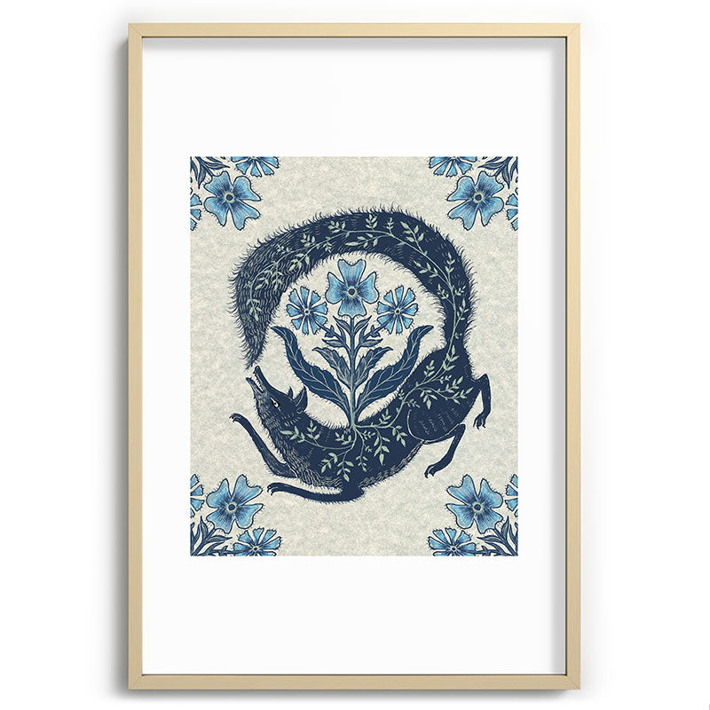 A Fox Chasing Its Tail Framed Art Print