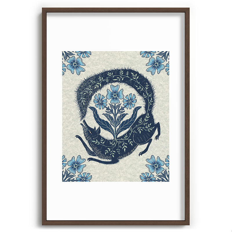 A Fox Chasing Its Tail Framed Art Print