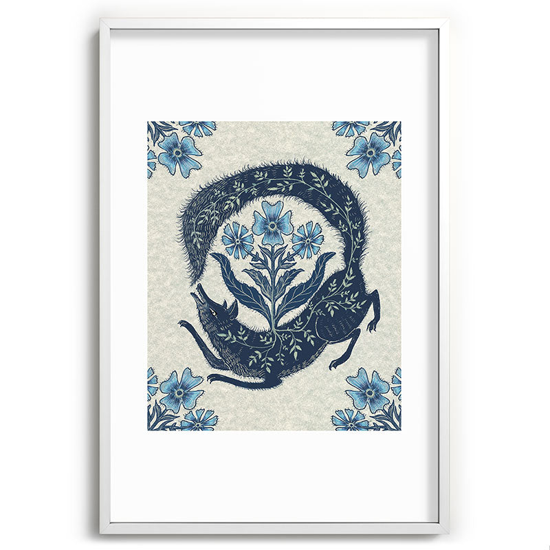 A Fox Chasing Its Tail Framed Art Print