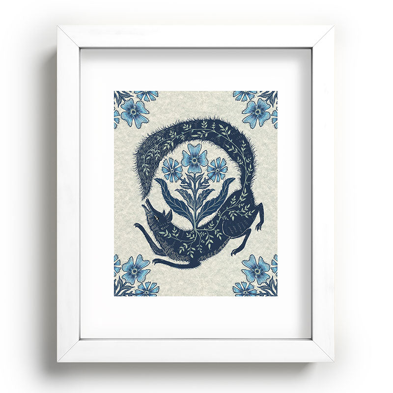 A Fox Chasing Its Tail Framed Art Print