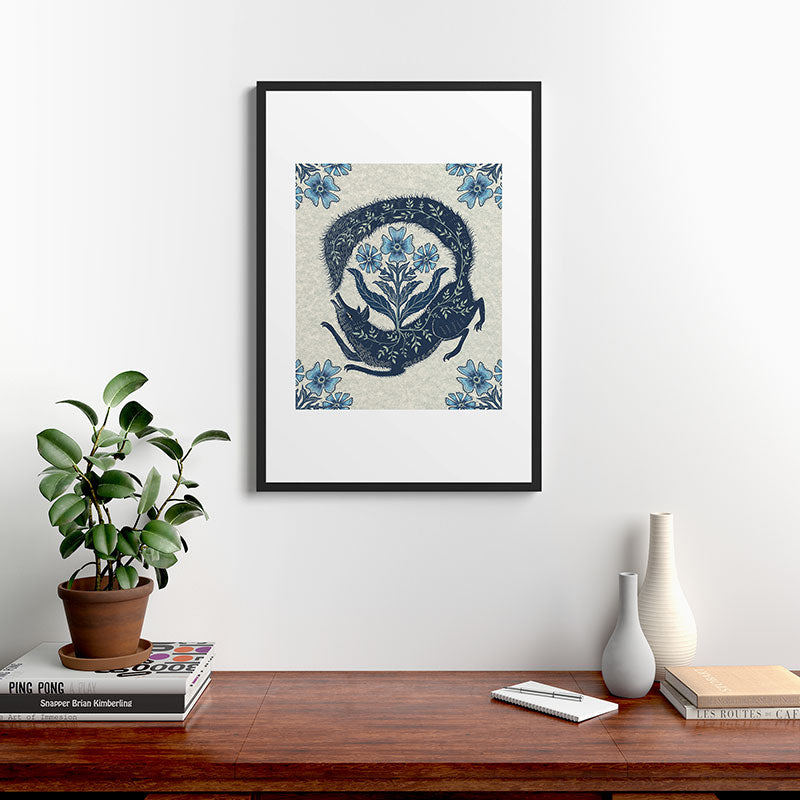 A Fox Chasing Its Tail Framed Art Print