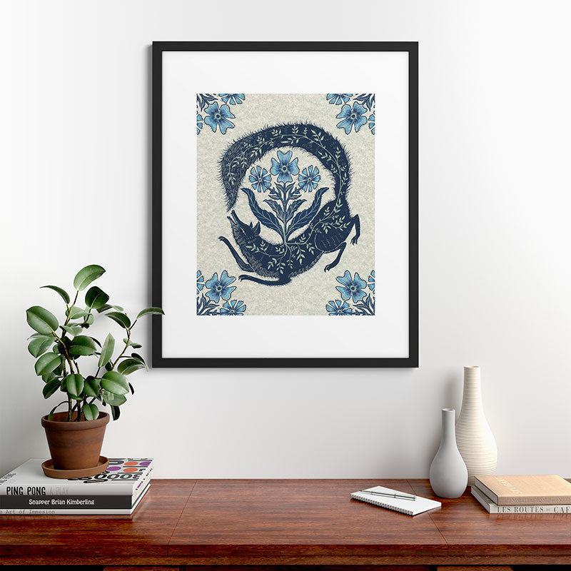 A Fox Chasing Its Tail Framed Art Print