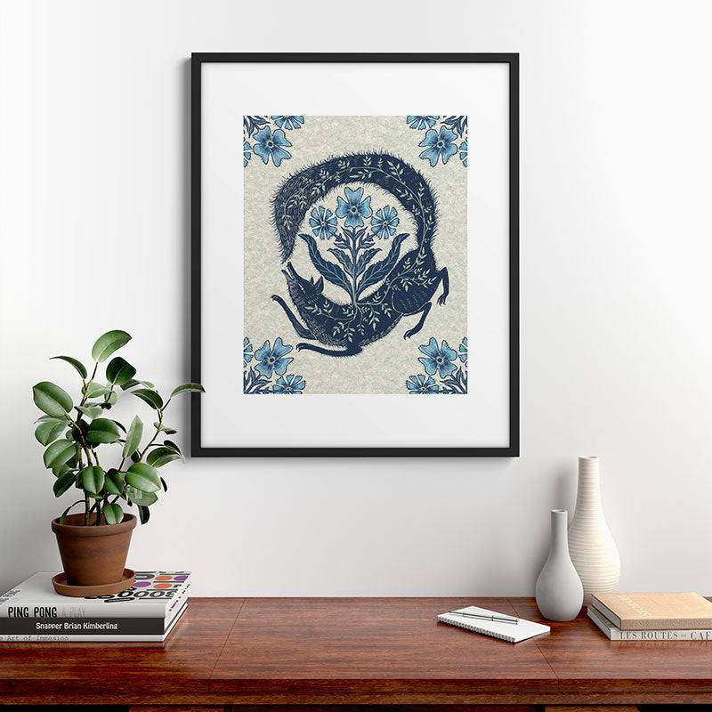 A Fox Chasing Its Tail Framed Art Print