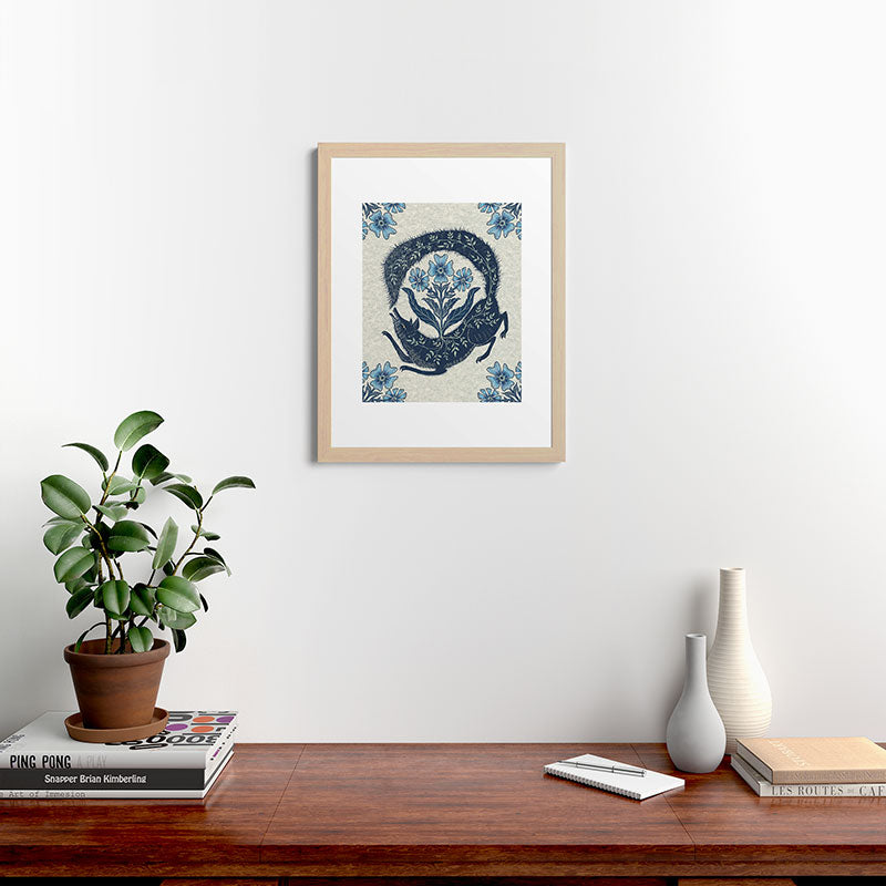 A Fox Chasing Its Tail Framed Art Print