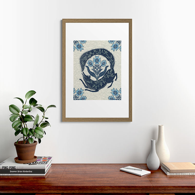 A Fox Chasing Its Tail Framed Art Print