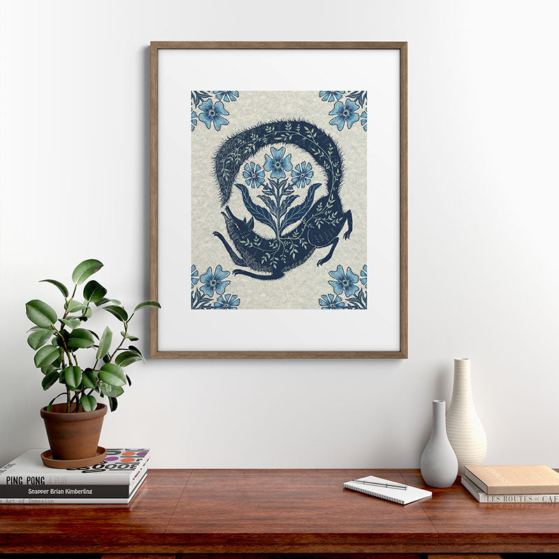 A Fox Chasing Its Tail Framed Art Print