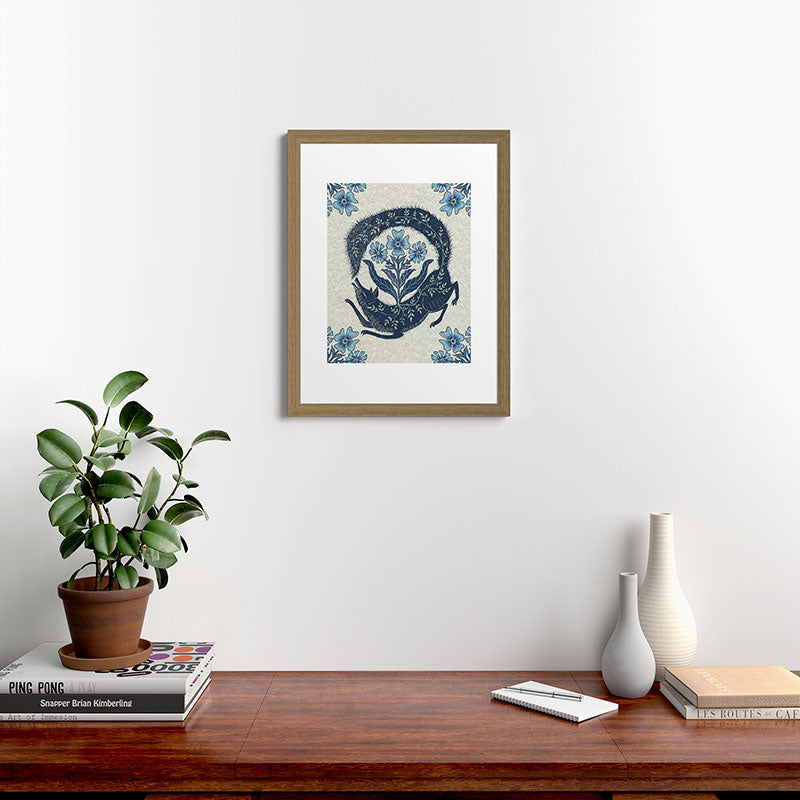 A Fox Chasing Its Tail Framed Art Print