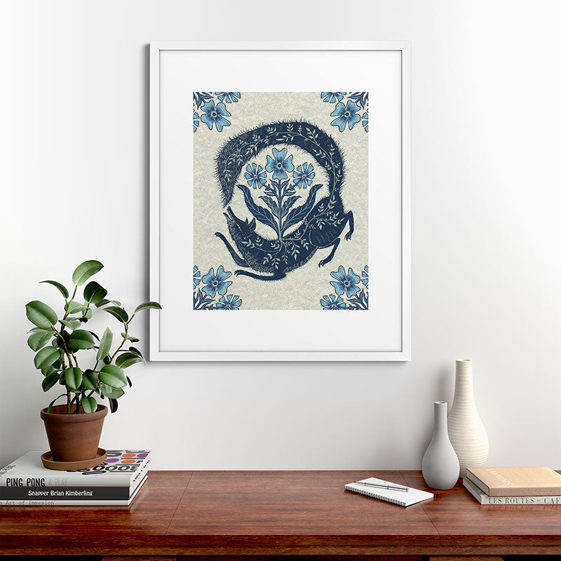 A Fox Chasing Its Tail Framed Art Print