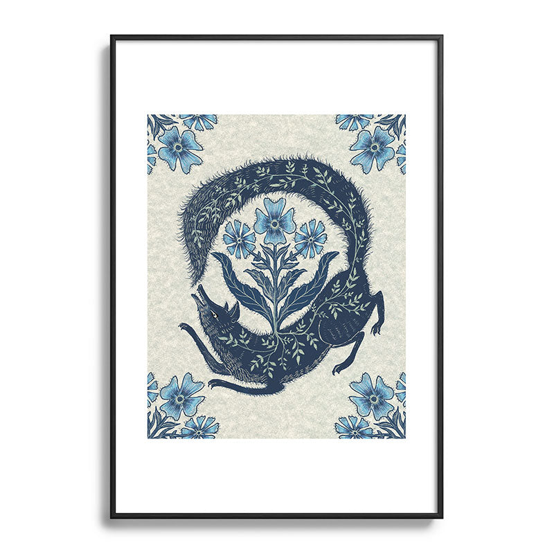 A Fox Chasing Its Tail Framed Art Print