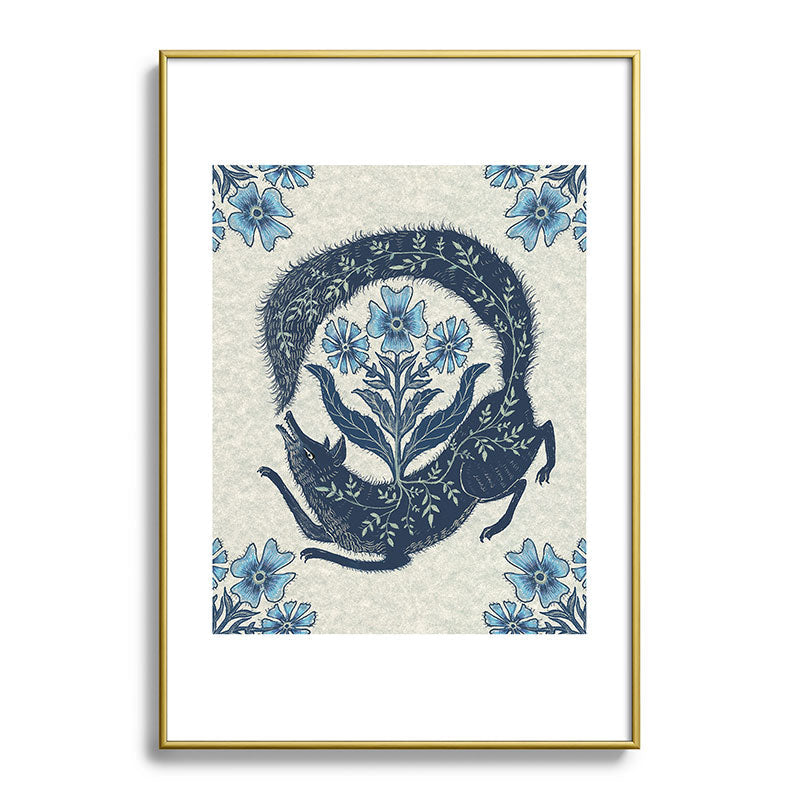 A Fox Chasing Its Tail Framed Art Print