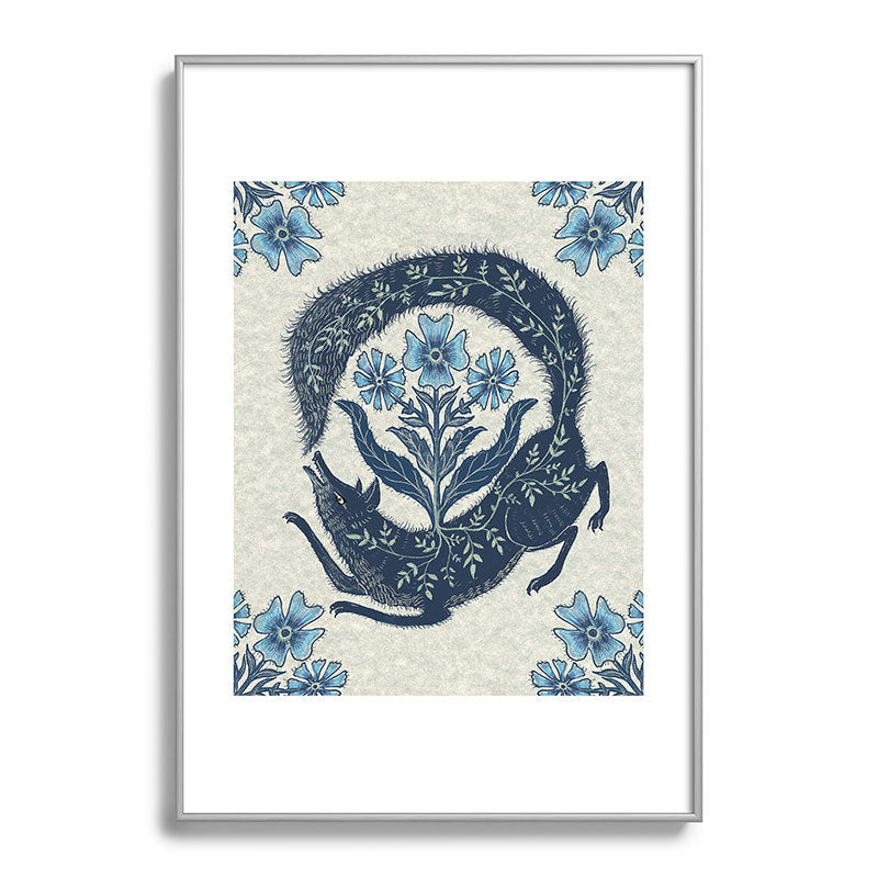 A Fox Chasing Its Tail Framed Art Print