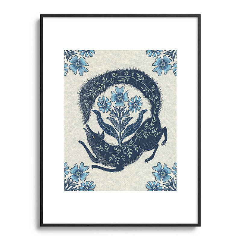 A Fox Chasing Its Tail Framed Art Print