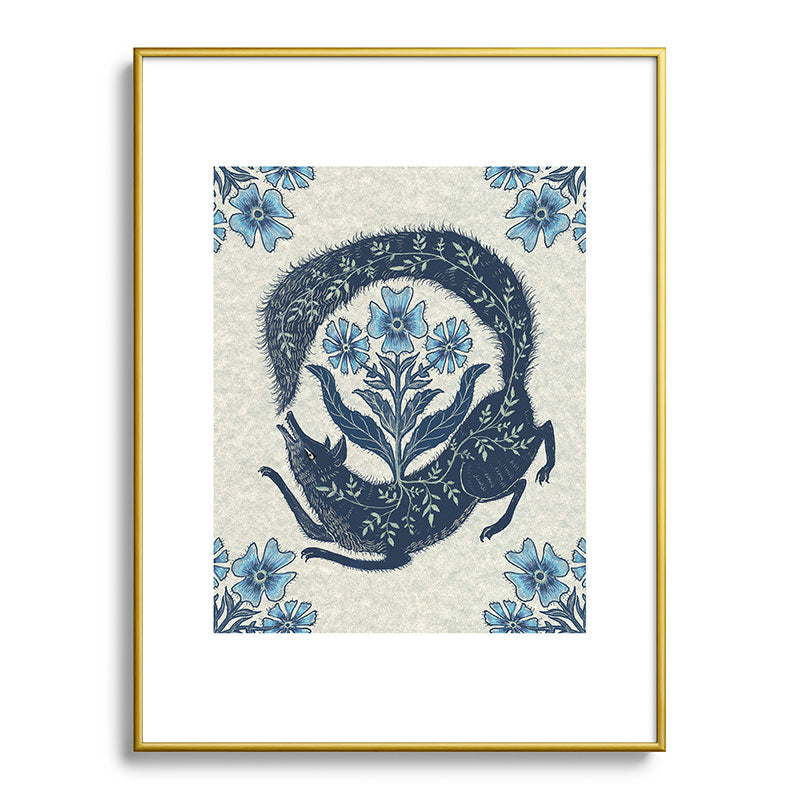 A Fox Chasing Its Tail Framed Art Print