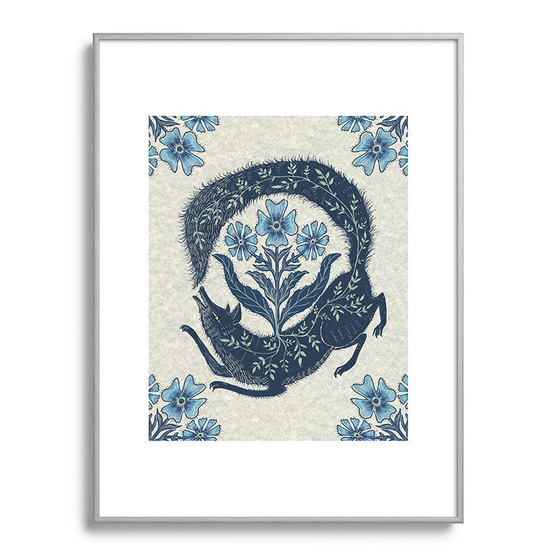 A Fox Chasing Its Tail Framed Art Print