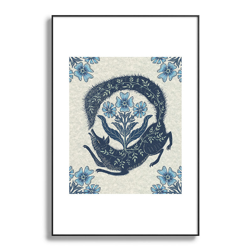 A Fox Chasing Its Tail Framed Art Print