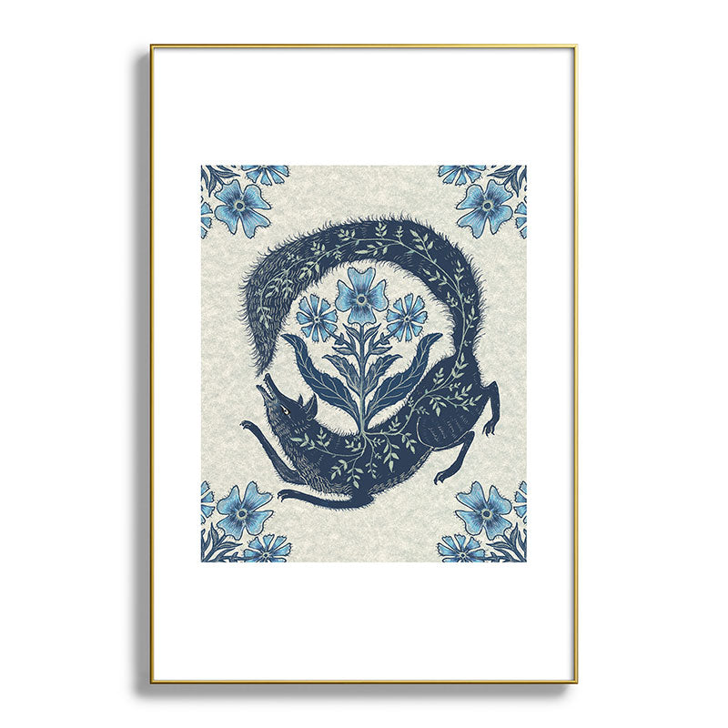 A Fox Chasing Its Tail Framed Art Print