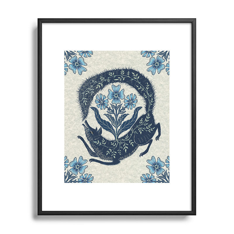 A Fox Chasing Its Tail Framed Art Print