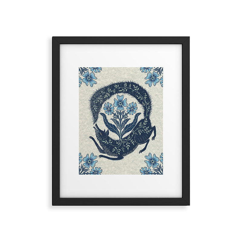 A Fox Chasing Its Tail Framed Art Print