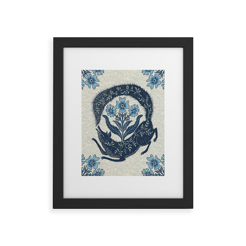 A Fox Chasing Its Tail Framed Art Print