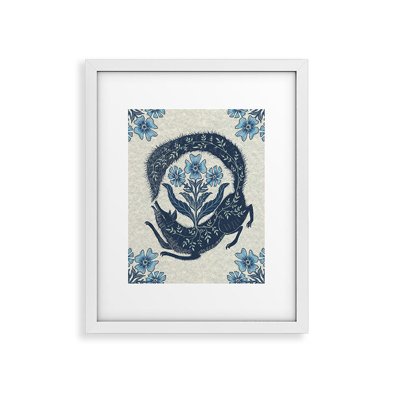 A Fox Chasing Its Tail Framed Art Print