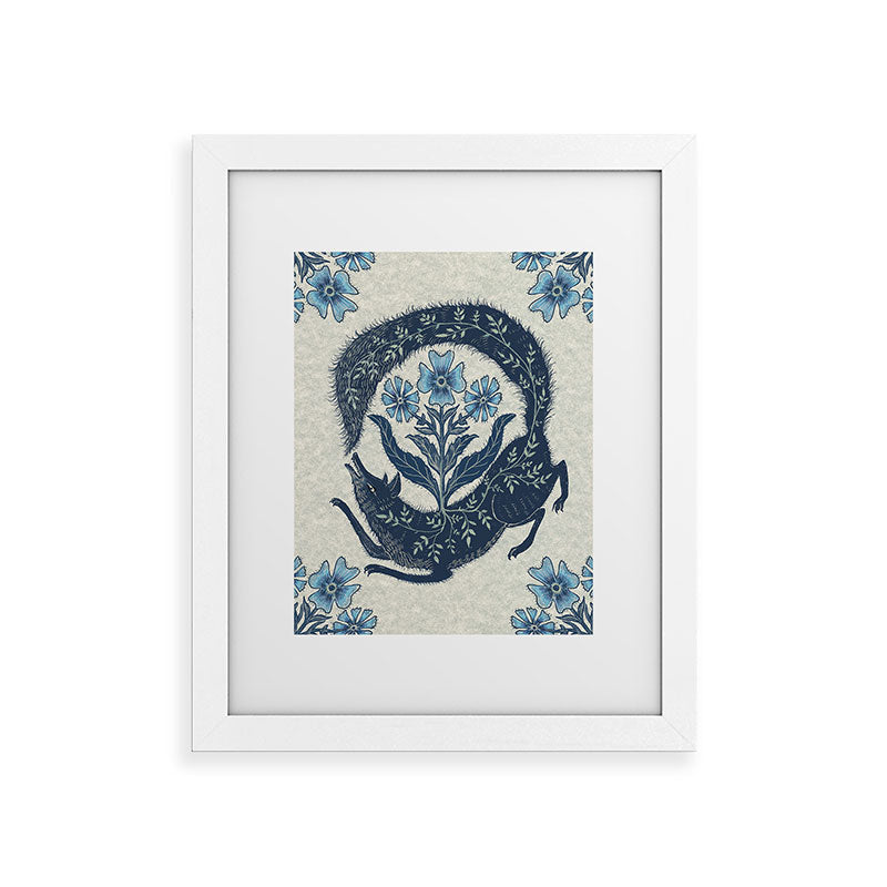 A Fox Chasing Its Tail Framed Art Print