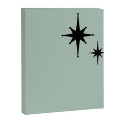 1950s Atomic Age Minimalist Starburst Pair in Black and 50s Celadon Teal Solid Canvas Print