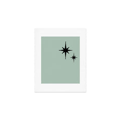1950s Atomic Age Minimalist Starburst Pair in Black and 50s Celadon Teal Solid Art Print