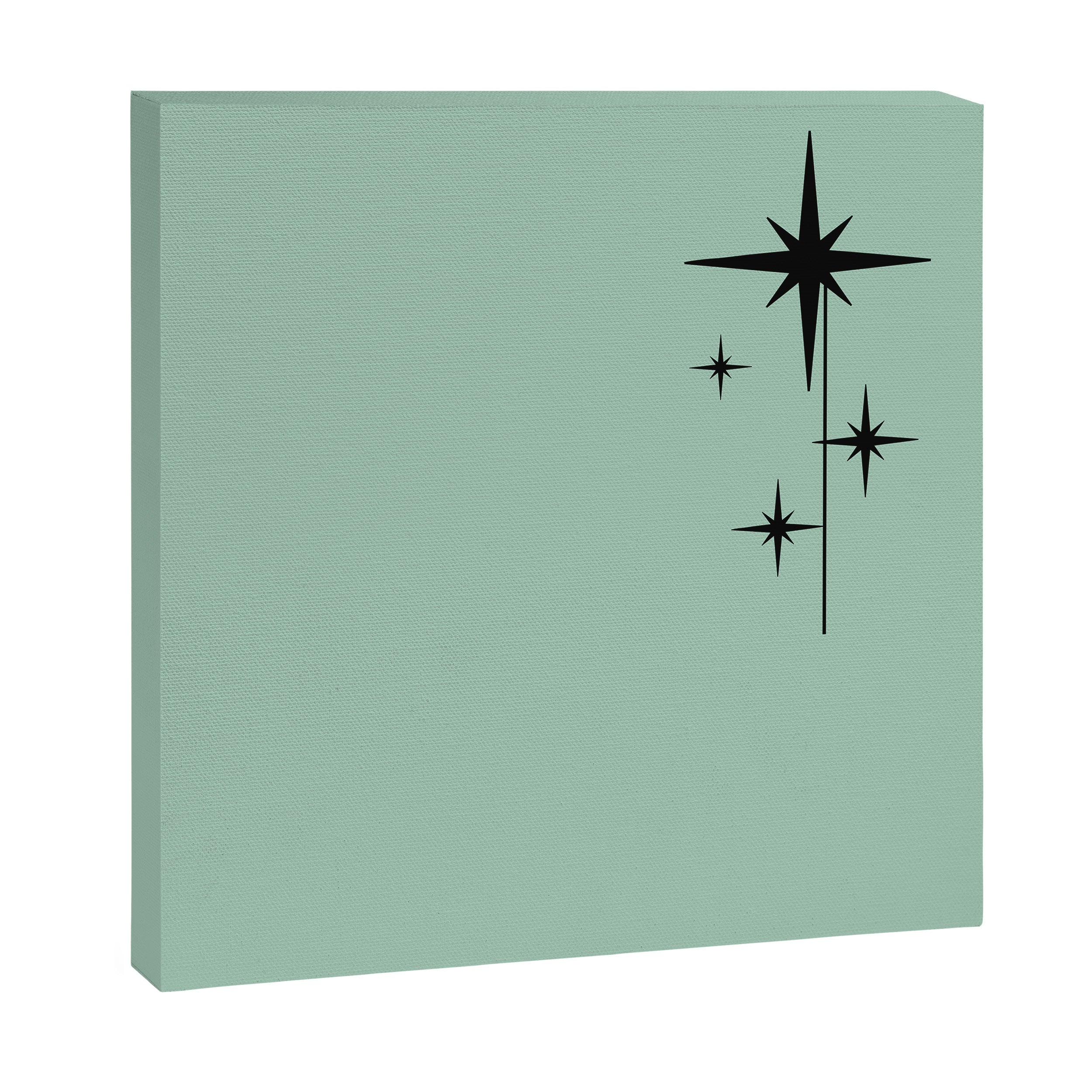 1950s Atomic Age Retro Starbursts in Aqua Mint and Black Canvas Print