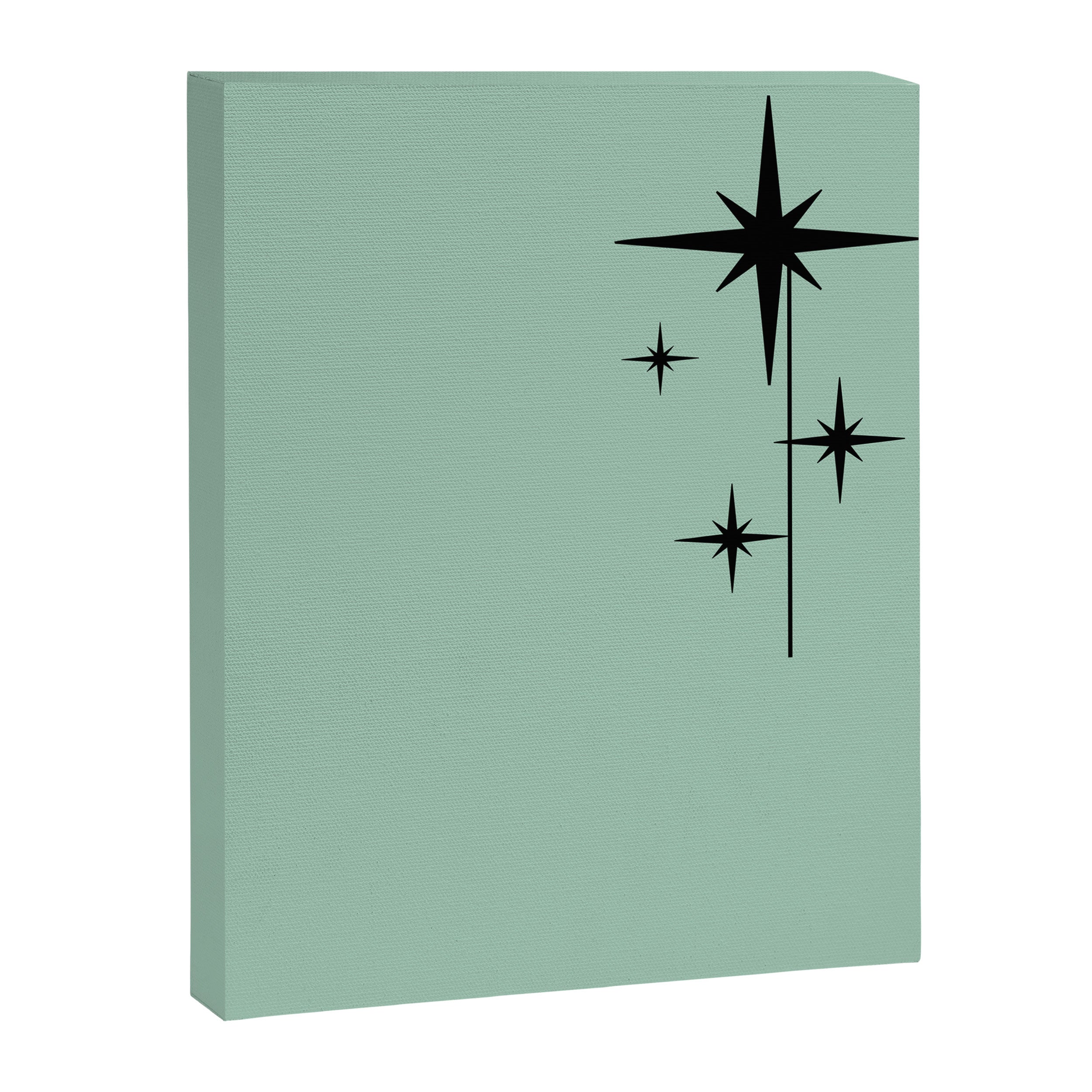 1950s Atomic Age Retro Starbursts in Aqua Mint and Black Canvas Print