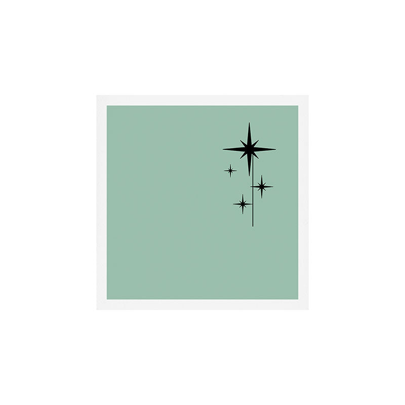1950s Atomic Age Retro Starbursts in Aqua Mint and Black Art Print